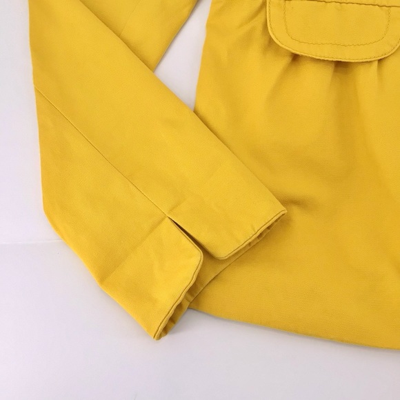 J Crew Yellow Peplum Ruffle Faux Front Pockets Long Sleeve Jacket - Picture 3 of 13